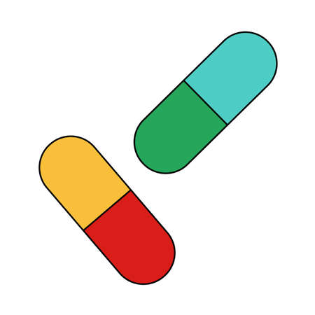 Pills Icon. Editable Outline With Color Fill Design. Vector Illustration.のイラスト素材