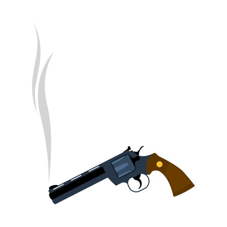Smoking Revolver Icon. Flat Color Design. Vector Illustration.のイラスト素材