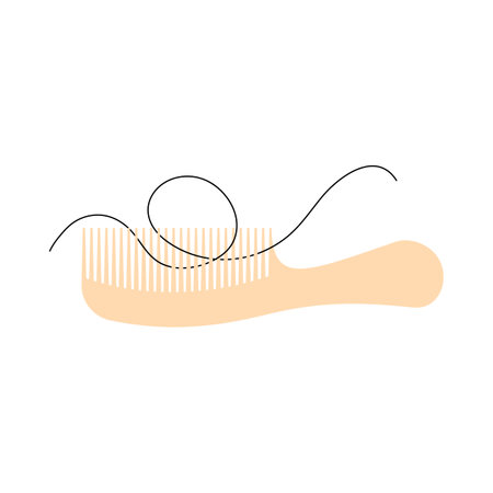 Hair In Comb Icon. Flat Color Design. Vector Illustration.のイラスト素材