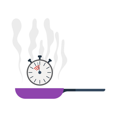Pan With Stopwatch Icon. Flat Color Design. Vector Illustration.のイラスト素材
