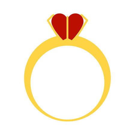 Valentine Heart Ring Icon. Flat Color Design. Vector Illustration.のイラスト素材