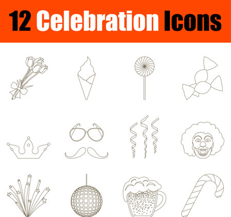 Celebration Icon Set. Thin Editable Stroke Line Without Filling Design. Vector Illustration.のイラスト素材