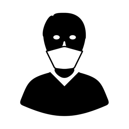 Medical Face Mask Icon. Black Glyph Design. Vector Illustration.のイラスト素材