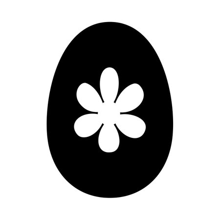 Easter Egg With Ornate Icon. Black Glyph Design. Vector Illustration.のイラスト素材