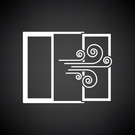 Room Ventilation Icon. White on Black Background. Vector Illustration.のイラスト素材