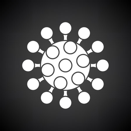 Coronavirus Molecule Icon. White on Black Background. Vector Illustration.のイラスト素材