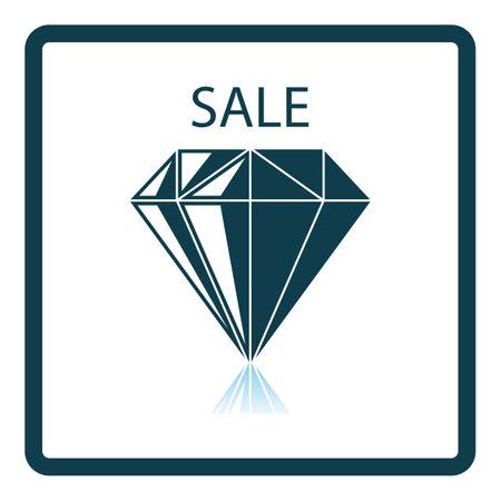 Dimond With Sale Sign Icon. Square Shadow Reflection Design. Vector Illustration.のイラスト素材