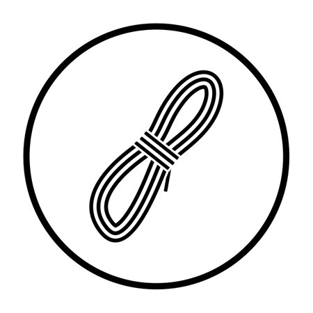 Climbing Rope Icon. Thin Circle Stencil Design. Vector Illustration.のイラスト素材