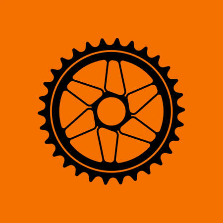 Bike Gear Star Icon. Black on Orange Background. Vector Illustration.のイラスト素材