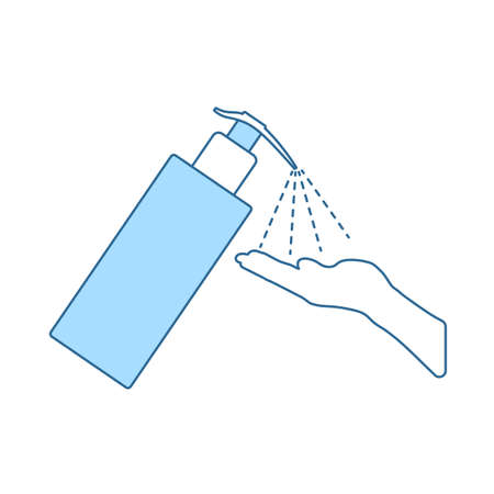 Dispenser Of Liquid Soap Icon. Thin Line With Blue Fill Design. Vector Illustration.のイラスト素材