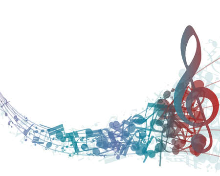 Multicolour musical notes staff background. Vector illustration with transparency  .のイラスト素材