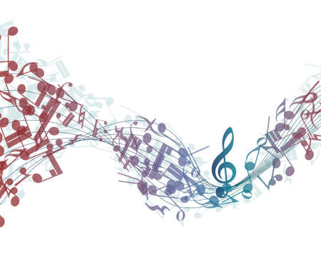 Multicolour musical notes staff background. Vector illustration with transparency  .のイラスト素材