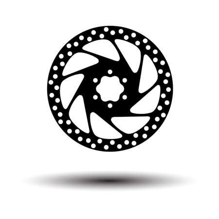 Bike Brake Disc Icon. Black on White Background With Shadow. Vector Illustration.のイラスト素材