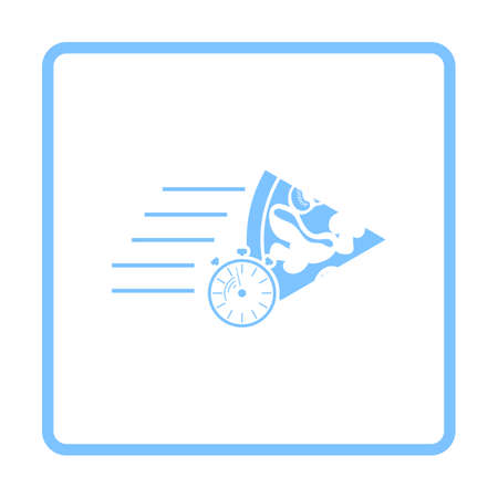 Pizza Delivery Icon. Blue Frame Design. Vector Illustration.のイラスト素材