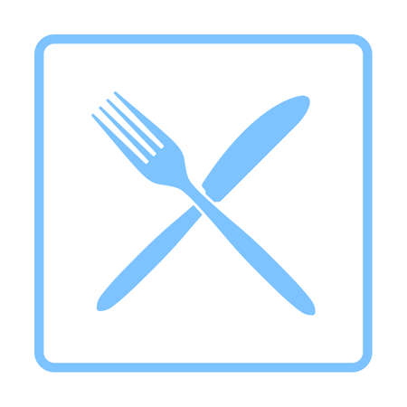 Fork And Knife Icon. Blue Frame Design. Vector Illustration.のイラスト素材