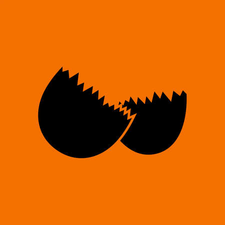 Empty Egg Shell Icon. Black on Orange Background. Vector Illustration.のイラスト素材