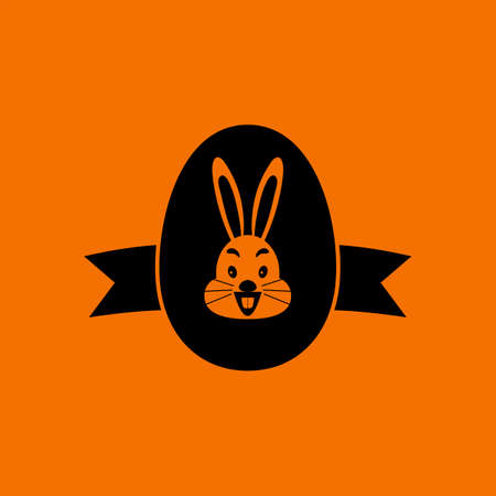 Easter Egg With Ribbon Icon. Black on Orange Background. Vector Illustration.のイラスト素材
