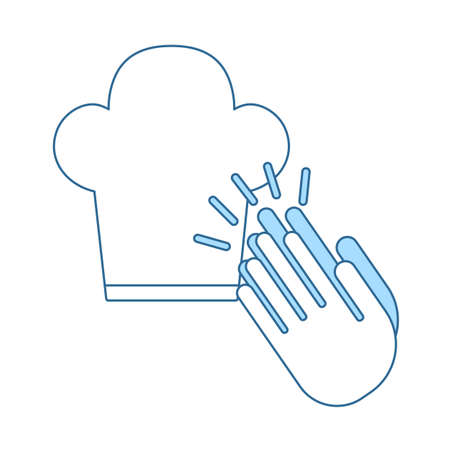 Clapping Palms To Toque Icon. Thin Line With Blue Fill Design. Vector Illustration.のイラスト素材
