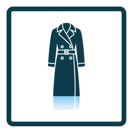 Business Woman Trench Icon. Square Shadow Reflection Design. Vector Illustration.のイラスト素材