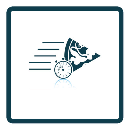 Pizza Delivery Icon. Square Shadow Reflection Design. Vector Illustration.のイラスト素材