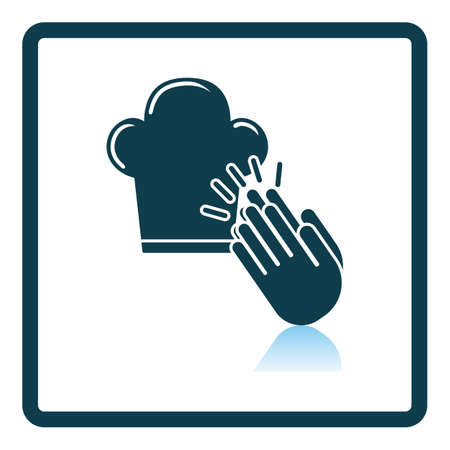 Clapping Palms To Toque Icon. Square Shadow Reflection Design. Vector Illustration.のイラスト素材