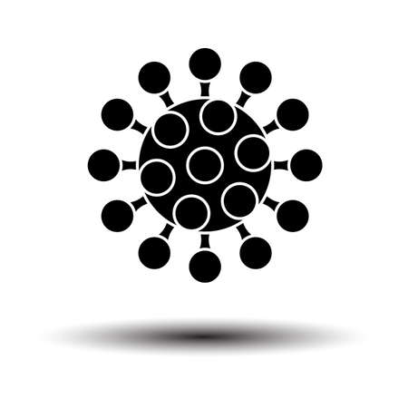 Coronavirus Molecule Icon. Black on White Background With Shadow. Vector Illustration.のイラスト素材