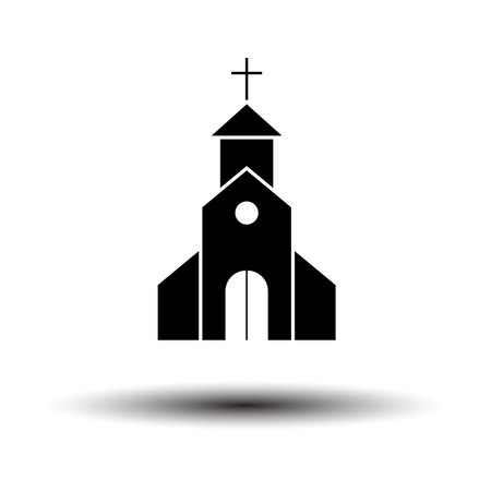Church Icon. Black on White Background With Shadow. Vector Illustration.のイラスト素材