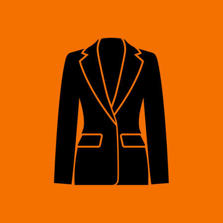 Business Woman Suit Icon. Black on Orange Background. Vector Illustration.のイラスト素材