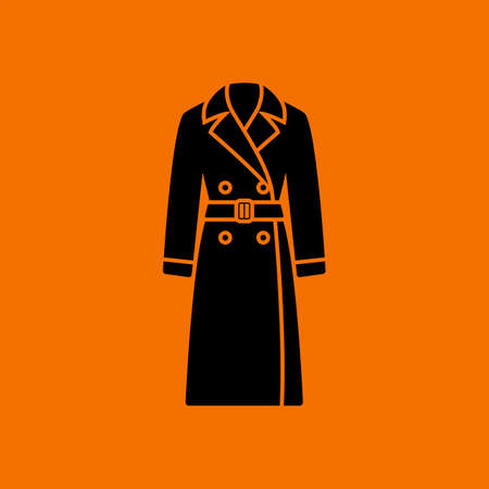 Business Woman Trench Icon. Black on Orange Background. Vector Illustration.のイラスト素材