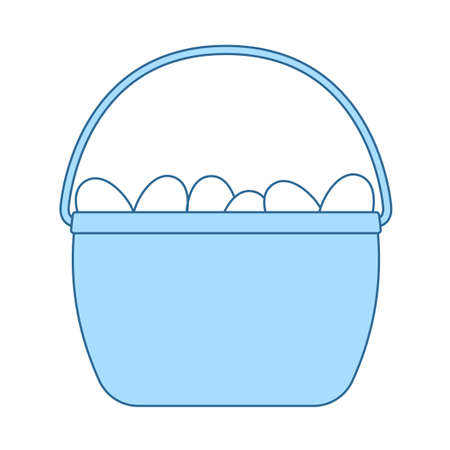 Easter Basket With Eggs Icon. Thin Line With Blue Fill Design. Vector Illustration.のイラスト素材