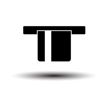 Credit Card Sliding Out From ATM Icon. Black on White Background With Shadow. Vector Illustration.のイラスト素材