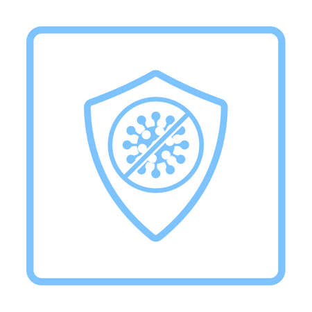 Shield From Coronavirus Icon. Blue Frame Design. Vector Illustration.のイラスト素材