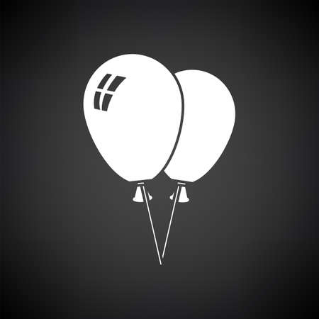 Two Balloons Icon. White on Black Background. Vector Illustration.のイラスト素材