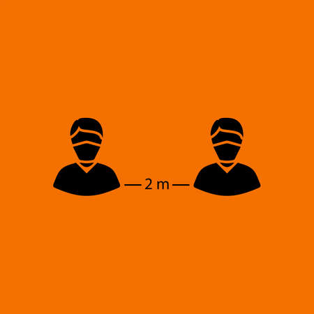 Social Distance Icon. Black on Orange Background. Vector Illustration.のイラスト素材