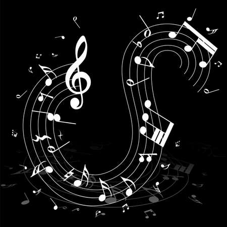 Musical Design Elements From Music Staff With Treble Clef And Notes in Black and White Colors. Vector Illustration.のイラスト素材