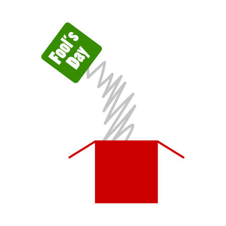 April Fool's Day Icon. Flat Color Design Surprise box. Vector Illustration.のイラスト素材