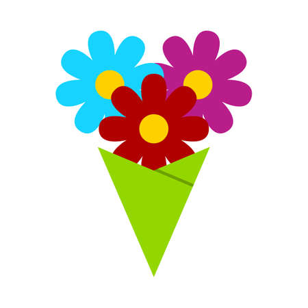 Mother's Day Icon. Flowers bouquet. Flat Color Design Vector Illustration.のイラスト素材