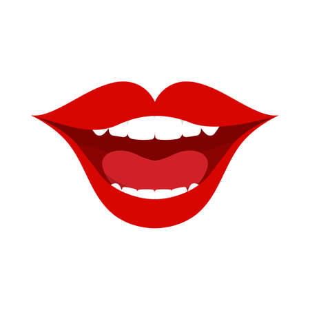 April Fool's Day Icon. Wide smile. Flat Color Design Vector Illustration.のイラスト素材