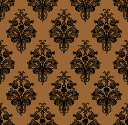 Damask Seamless Pattern. Elegant Outline Design in Royal Baroque Style Background Texture. Floral...