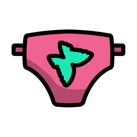 Diaper Icon. Editable Thick Outline With Color Fill Design. Vector Illustration.のイラスト素材