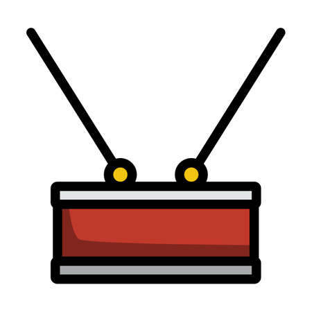 Drum Toy Icon. Editable Thick Outline With Color Fill Design. Vector Illustration.のイラスト素材