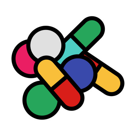 Pill And Tabs Icon. Editable Thick Outline With Color Fill Design. Vector Illustration.のイラスト素材