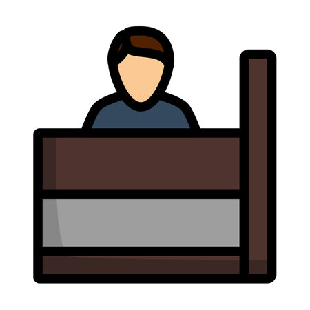 Bank Clerk Icon. Editable Thick Outline With Color Fill Design. Vector Illustration.のイラスト素材