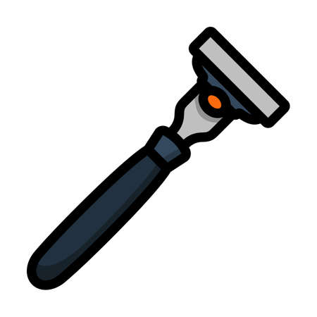 Safety Razor Icon. Editable Thick Outline With Color Fill Design. Vector Illustration.のイラスト素材