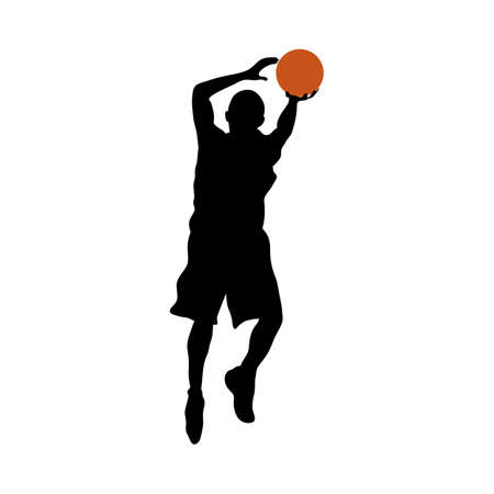 Basketball Player Silhouette. Smooth and Clean Black Design. Vector Illustration.のイラスト素材