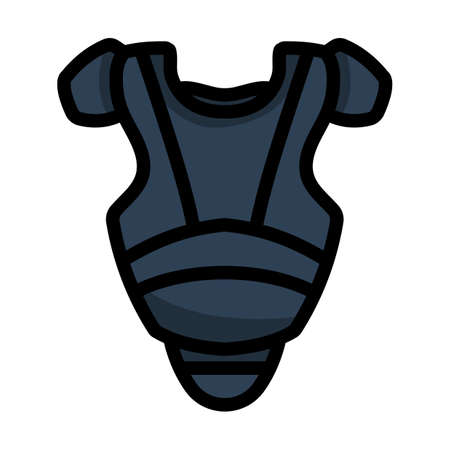 Baseball Chest Protector Icon. Editable Thick Outline With Color Fill Design. Vector Illustration.のイラスト素材