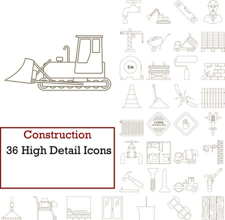 Construction Icon Set. Thin Editable Stroke Line Without Filling Design. Vector Illustration.のイラスト素材