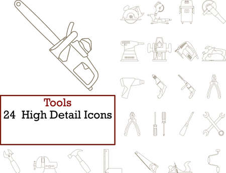 Tools Icon Set. Thin Editable Stroke Line Without Filling Design. Vector Illustration.のイラスト素材