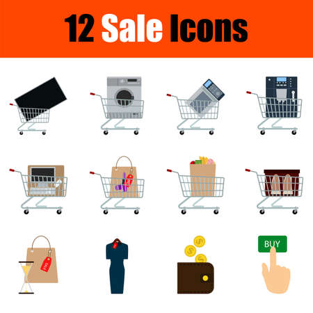 Sale Icon Set. Flat Design. Fully editable vector illustration. Text expanded.のイラスト素材