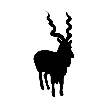 Horned goat silhouette. Smooth and clean lines. High detailed Horned goat silhouette. Vector Illustration.のイラスト素材